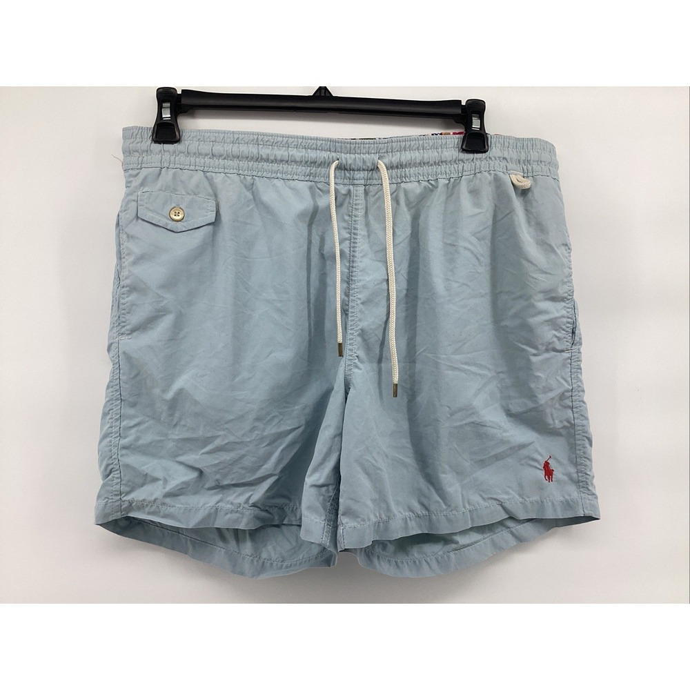 Polo Ralph Lauren Swim Trunks Large Blue Mesh Lined Bathing Suit Swimming Shorts